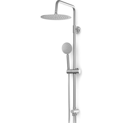 Colonna doccia con soffione 25cm e doccetta tonda in acciaio inox satinato (1/2)
