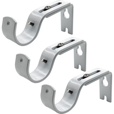 Lot de 3 Support de tringle à rideau réglable,, crochet mural pour tringle à rideau, convient aux tringles à rideaux d'un diamètre de 25 mm, blanc (1/5)