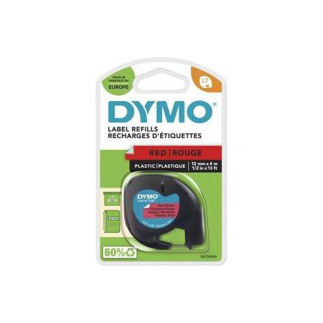 Ruban étiqueteuse plastique Dymo Letratag S0721630 fond rouge écriture noire 12 mm
