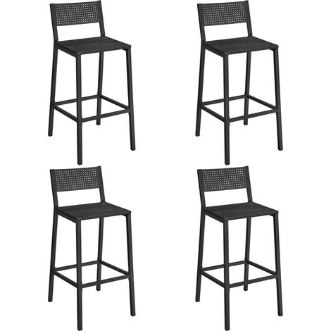 Vasagle – Tabouret de bar industriel noir – Lot de 4 – Hauteur d'assise 97,2 cm – Panneau d’aggloméré et acier – Capacité 130 kg (1/5)