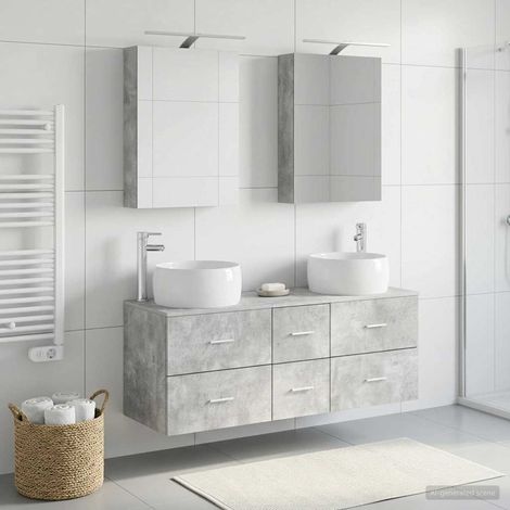 vidaXL Bathroom Furniture Set 5 pcs Concrete Grey (1/5)