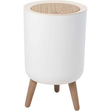 Poubelle 7l blanc/bois - Kitchen Move - bat-979699-002 (1/5)