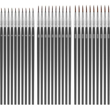 Ynkkvre - Coffret de pinceaux fins - 30 pièces pour peinture par numéros, pinceaux de précision pour acrylique, aquarelle, modélisme et loisirs créatifs à pointe fine - 000, 00, 0 (1/5)