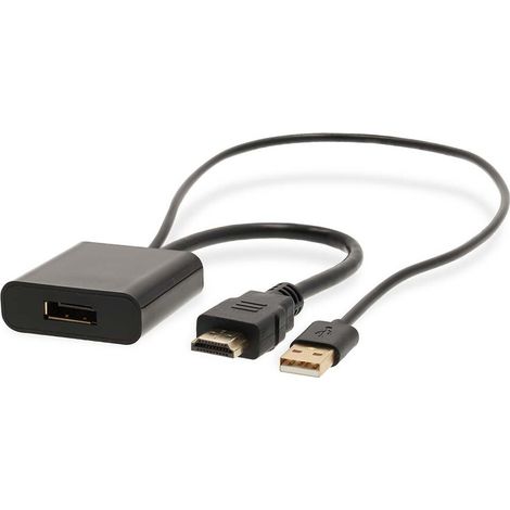 Nedis HDMI™ -Adapter / HDMI™ Stecker / DisplayPort Stecker / USB-A Stecker / Vergoldet / Gerade / PVC / Schwarz / 1 Stück / Box