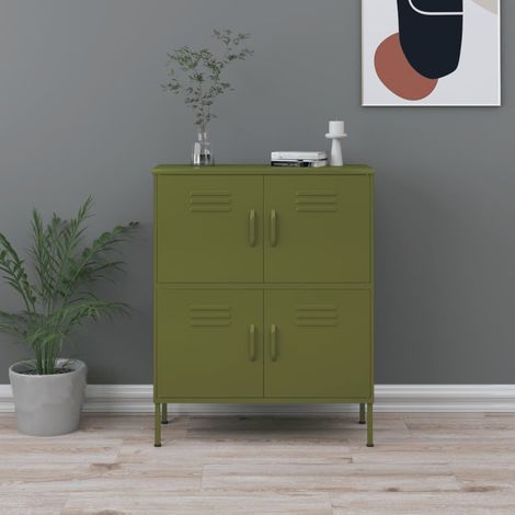 vidaXL Armadietto Verde Oliva 80x35x101,5 cm in Acciaio (1/5)