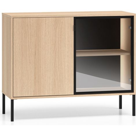 Selsey Barnee – Sideboard mit beleuchteter Glasvitrine, Eichenholzoptik, 107 cm (1/5)