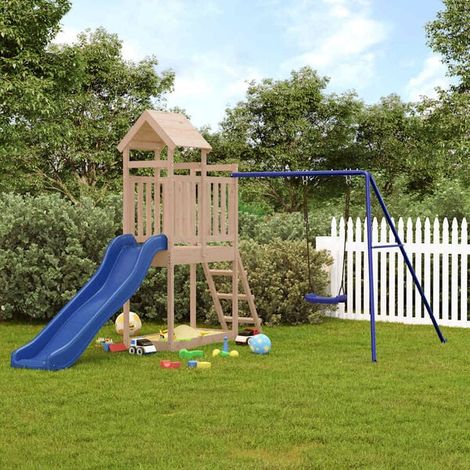 Aire de jeux extérieure : Aire de jeux d'extérieur bois de pin massif  jeu extérieur enfant, aire de jeu jardin, balançoire enfant , pour jardin, usage domestique , enfant 3-8 ans (1/5)