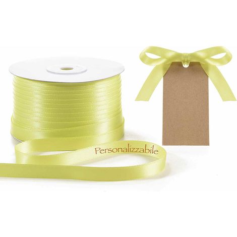 Nastro personalizzato doppio raso giallo acido 10 mm, set da 500 pezzi, mm 10 H