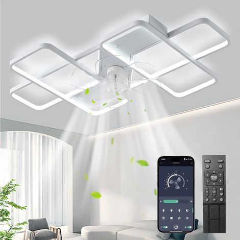 LEDANDER Ventilateur de plafond 50W avec lumière avec télécommande, plafonnier à intensité variable de 90cm pour salon, chambre à coucher, bureau (1/5)
