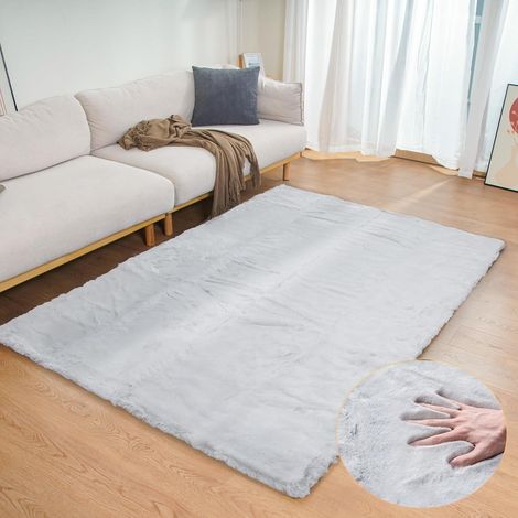 Teppich Wohnzimmer Waschbar Kunstfell 120 x 180 cm (Rechteckig) Grau (1/5)