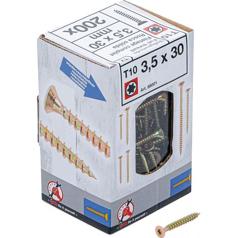 Vis multifonctions  profil en T (pour Torx) T10  3,5 x 30 mm  200 pièces