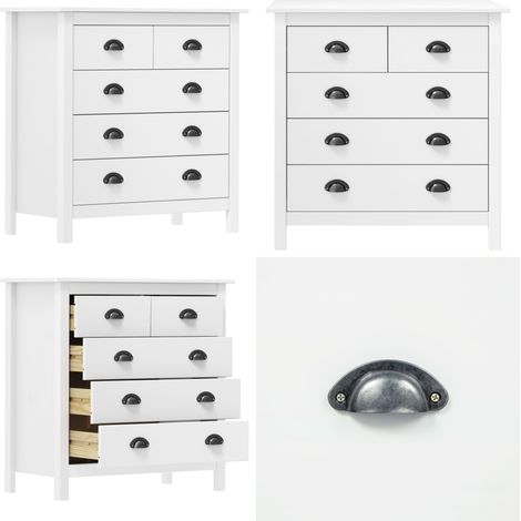 Buffet Hill Blanc 79x40x80 cm Bois de pin solide - Buffet Blanc - Buffet Design - Armoire Blanche - Meuble Rangement - Commode Tiroir - Home & Living (1/5)