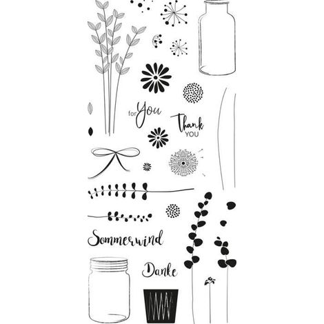 Tampons Clear Stamps - RAYHER - Botanique - 30 pièces - Silicone - 0,7 cm - 8,7 cm