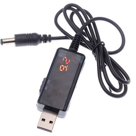 Câble convertisseur élévateur USB DC5V à 9V 12V Boost Power avec prise courant continu 5,5x2,1/2,5mm 3,5x1,35mm Affichage de la tension pour ventilateur de routeur lumière LED (1/5)