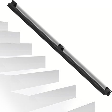 TolleTour Ringhiera per scale a muro Corrimano per scale nero Rivestimento per ringhiera Lunghezza 120 cm Realizzato in metallo Interno Esterno
