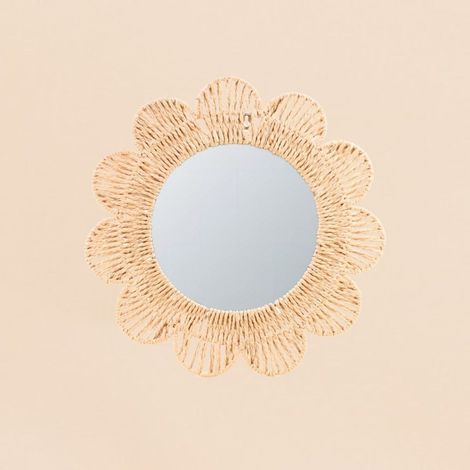 Miroir forme fleur en corde 45cm