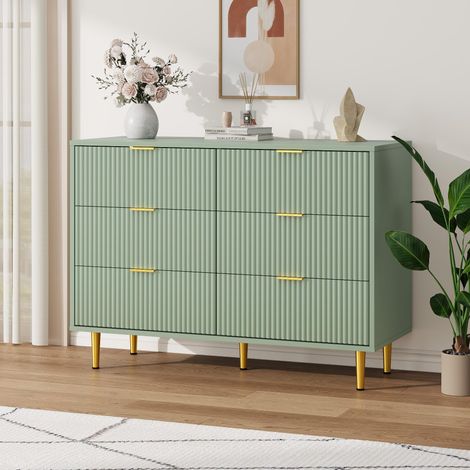 Commode 6 tiroirs 100x75x40 cm – armoire à tiroirs moderne & Étroite pour salon, chambre, enfant, vert olive (1/5)