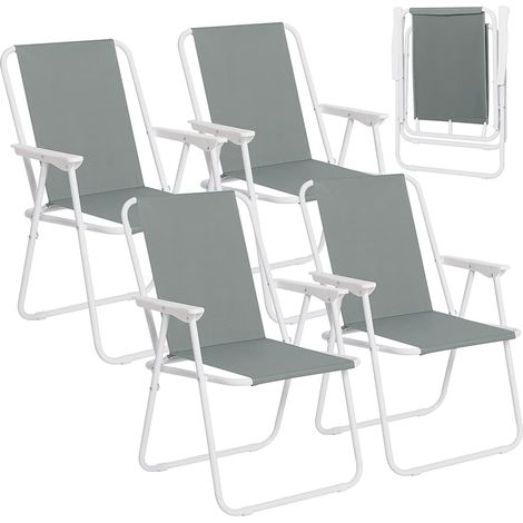 Woltu – Lot de 4 chaises de camping pliantes légères – Dossier haut et accoudoirs – Tissu Oxford 600D imperméable – Capacité 100 kg