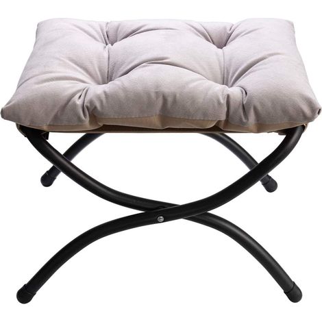 Klappbarer Fußhocker, Wohnzimmer-Fußhocker, Metall-Sofa-Hocker, Fußhocker, Garten-Balkon, kleiner Ottomane, grau