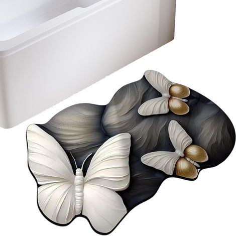 Tapis papillon pour salle de bain, tapis de sol papillon - (1/5)