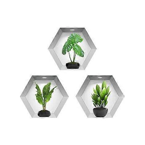 Sticker mural 3D Plante pour salon - Vase 3D - Stickers muraux vase, convient pour le salon, la chambre, la cuisine et autres pièces (3 pièces) (1/4)