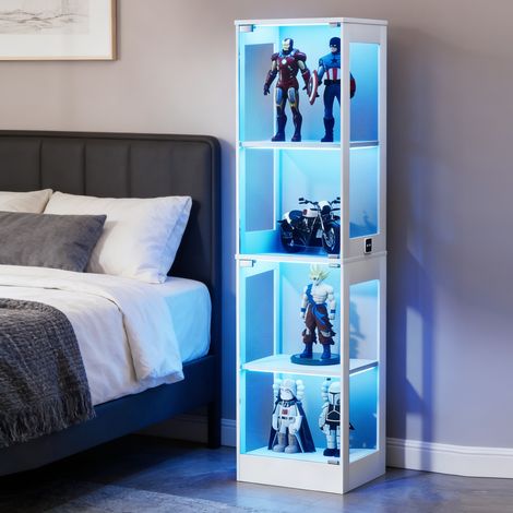 Vitrinen-Aufbewahrungsmöbel 4 Ebenen 40 x 35 x 165 cm mit LED, weiß HAVRYA (1/5)
