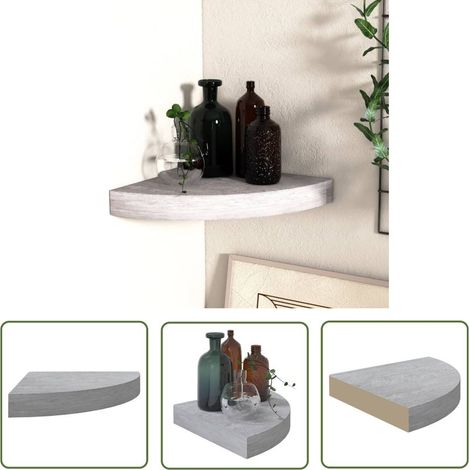 Étagère d'angle murale Gris béton 25x25x3,8 MDF (1/5)