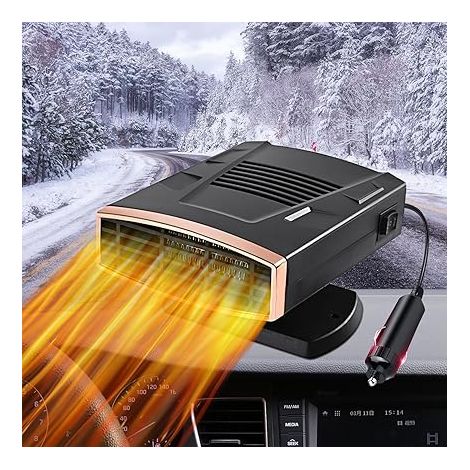 12-V-Autoheizung, tragbare 2-in-1-Autoheizung, Windschutzscheibenentfeuchter und -entfroster mit Zigarettenanzünderstecker, 200 W, 360° drehbare tragbare Heizung zum Enteisen des Autos