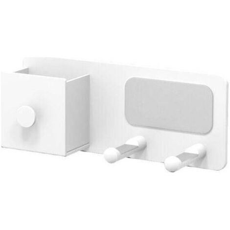 Soporte para secador de pelo, soporte para secador de pelo sin taladro con gestión de cables, soporte de aluminio autoadhesivo, blanco
