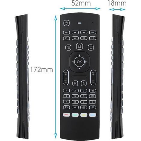 Télécommande - Air mouse - 2.4G RF sans fil - Apprentissage IR - Compatible Android TV Box Windows Mac Linux - 172x52x19 mm - 1 pièce (1/4)