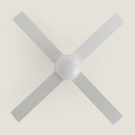 Deckenventilator mit Licht Lautlos DC Holzflügel Navy Evo Weiß Fernbedienung Groß (über 20 m²) 132 cm Weiß