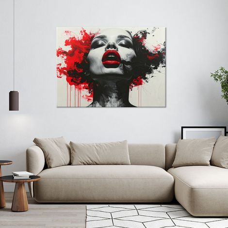 Wandbild Rote Lippen Modern Schwarz und Rot 60x40 (1/4)