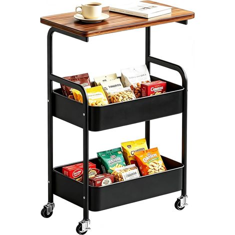 Chariot à roulettes à 3 niveaux, chariot de cuisine avec plan de travail, chariot de bricolage, chariot de service, étagère à collations, chariot de rangement avec roulettes pour cuisine (1/5)