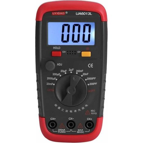 Medidor de capacitancia digital, comprobador de condensadores profesional de 0,1 pF a 20000 µF con retroiluminación LCD, máximo 1999 (1/5)