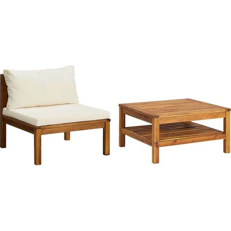 Maison Exclusive - 2-tlg. Garten-Sofagarnitur mit Cremeweißen Kis (1/5)