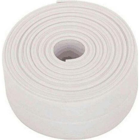 Selbstklebendes PVC-Dichtungsband für Spülbeckenfugen, XU, 3,2 Meter, feuchtigkeitsbeständig, für Bad und Küche, weiß --Crezuo