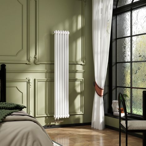 AICA Traditioneller 2-Säulen Heizkörper 1500x290mm Weiß aus Stahl