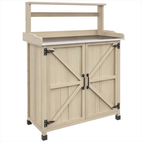 Table de rempotage bois naturel avec étagères et placard (1/5)