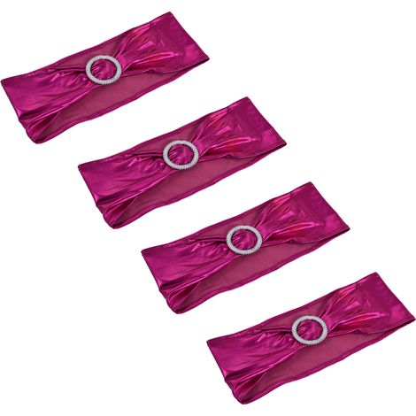 10 Bandes Élastiques pour Chaises, Nœuds Décoratifs Étirables pour Mariage, Banquet, Hôtel - Rouge Rose