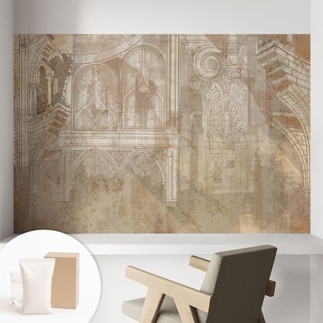 Papier peint intissé avec imprimé pour intérieur moderne application facile a motif - Colle incluse gratuite Ornements historiques 104x70 cm (1/5)