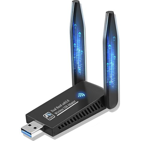 Dongle WiFi AC1300 Mbps, antena dual USB 3.0, banda dual, 2.4 G/5 GHz, MU-MIMO, tarjeta WiFi para PC, antena de alta ganancia de 5 dBi, compatible con Windows 11/10/8.1/8/7/XP (1/5)