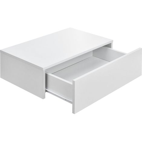 2 comodini notte mensola a muro per camera da letto con 2 cassetti 46 cm bianco 030000165