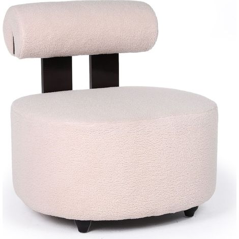 Fauteuil design Canelo Bois foncé et Tissu bouclette Beige