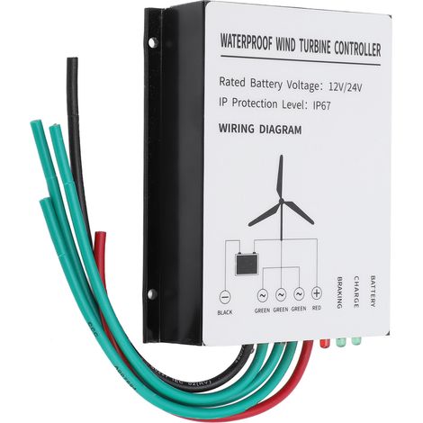 Contrôleur d'éolienne 400 W, étanche IP67, régulateur de générateur d'éolienne 12 V/24 V (1/5)