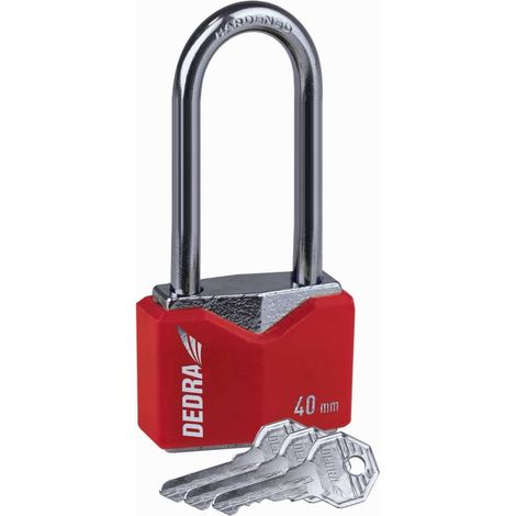 Cadenas en fonte en forme de losange, dans un boîtier de 50 mm, avec une anse longue, couleur rouge Dedra. (1/2)