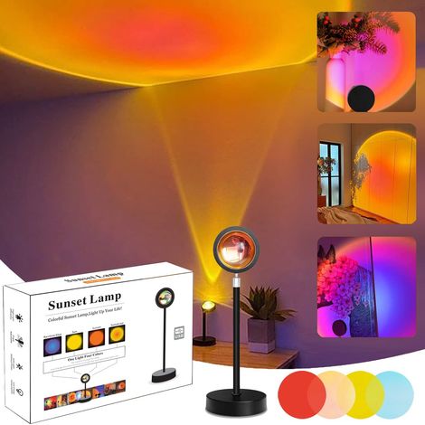 Veilleuse Bluetooth intelligente, projecteur arc-en-ciel et coucher de soleil pour décoration murale maison et café, lumière d'ambiance de table — 6 couleurs Sunset (1/4)