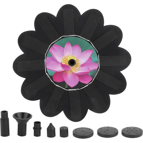 Fontaine solaire avec pompe sans balais 6 V 1,4 W, plusieurs buses, décoration de jardin, bassin et terrasse (1/5)