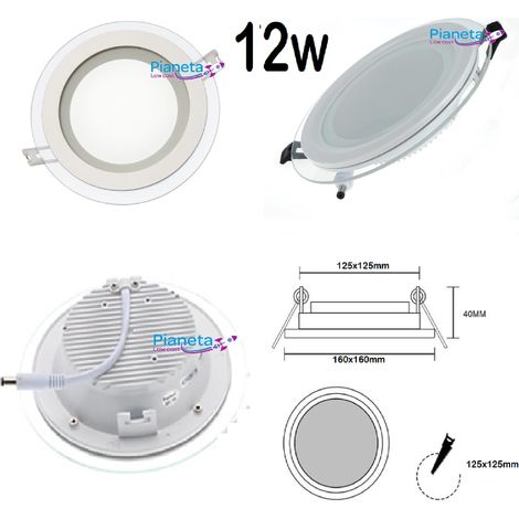 Pannello led vetro da incasso quadrato tondo 6 9 12 18w illuminazione driver incluso Tondo 12W Luce Naturale 4000K