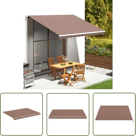 The Living Store Tissu de remplacement pour auvent Marron 4x3 m - Tissus D'ombrage - Auvent De Jardin - Toile D'auvent - Parasol De Jardin - Protection Solaire (1/5)