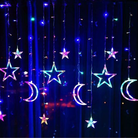 LED-Lichterkette für Fenster – Lichtervorhang – Lichterkette – Weihnachtsbeleuchtung – LED-Lichterkette – Sternenvorhang – LED-Lichterkette (Farbe) (1/5)